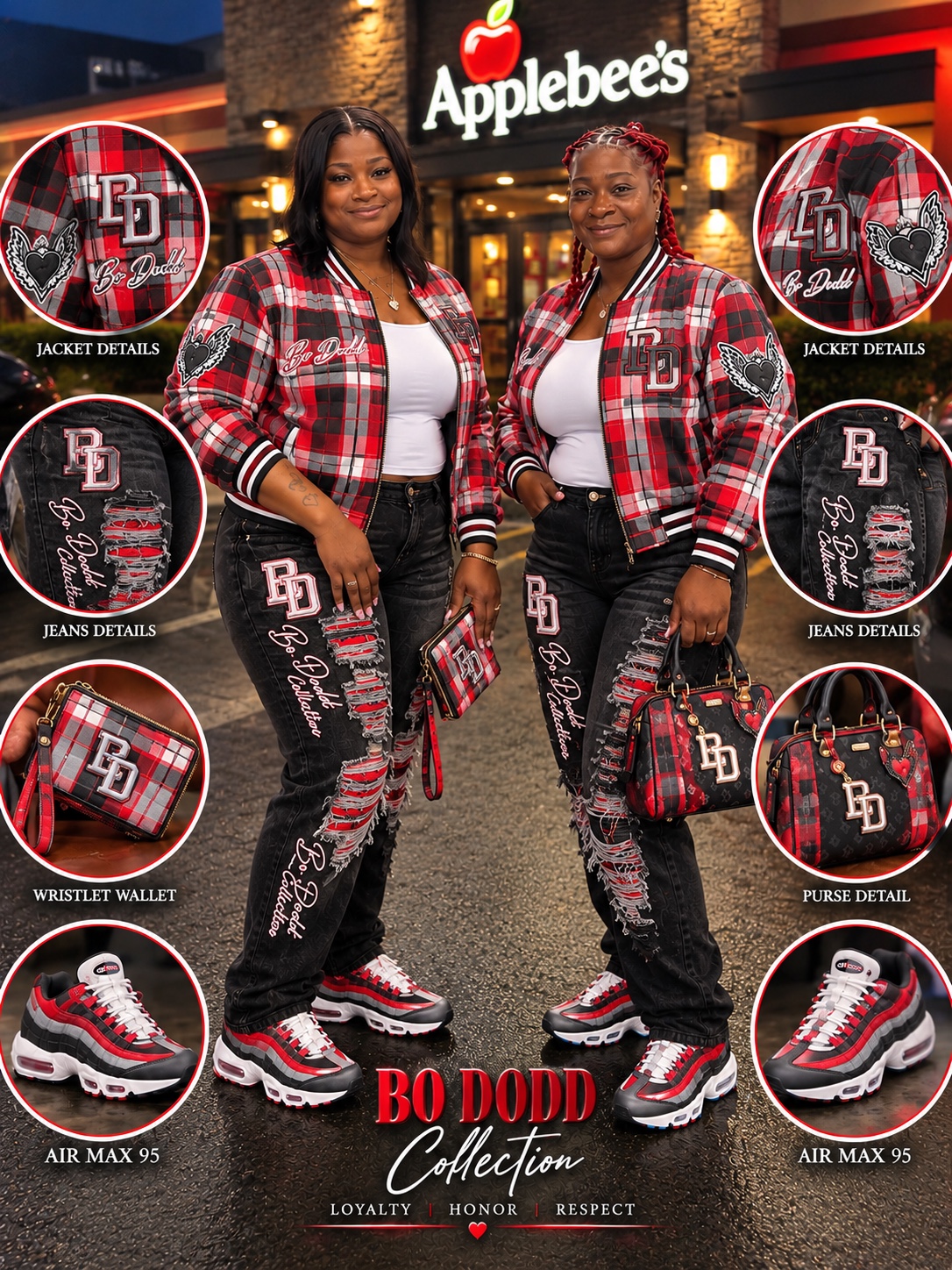 Bo Dodd collection red plaid coordinated outfits